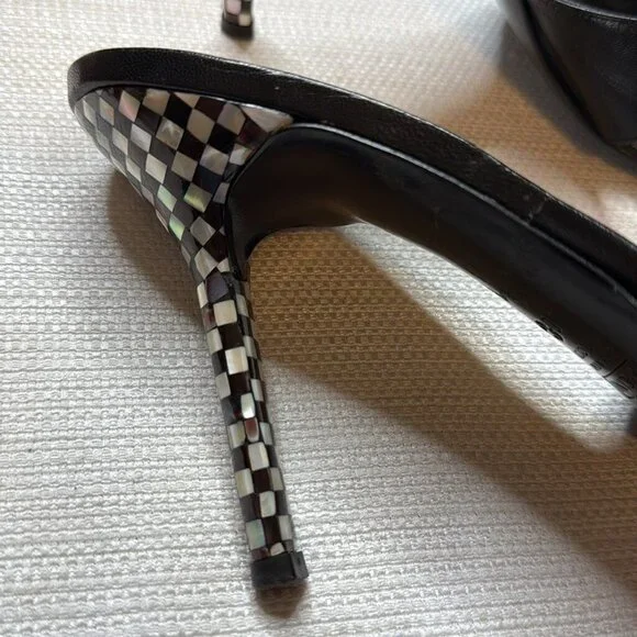 Giuseppe Zanotti Black Open Toe Check Heels - Picture 3 of 9